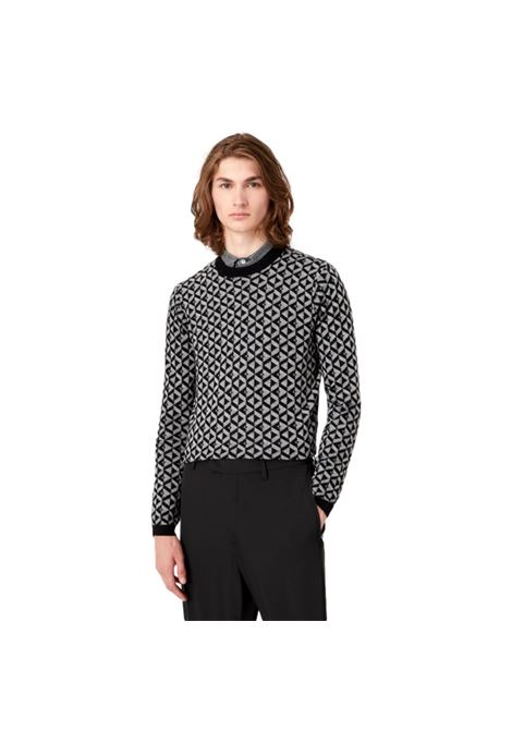 Pure virgin wool sweater with optical jacquard pattern EMPORIO ARMANI | sweaters | 6K1MXN 1MPTZF006